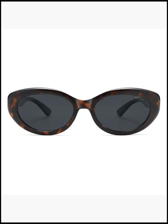 Trendy Oval Polarized Sunglasses Retro Small Cat Eye Plastic Frame